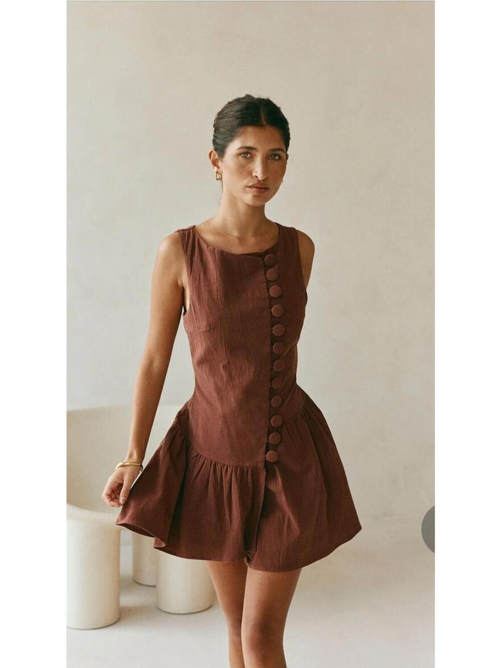 Sabo Brown alfresco chocolate Cotton Dress 4